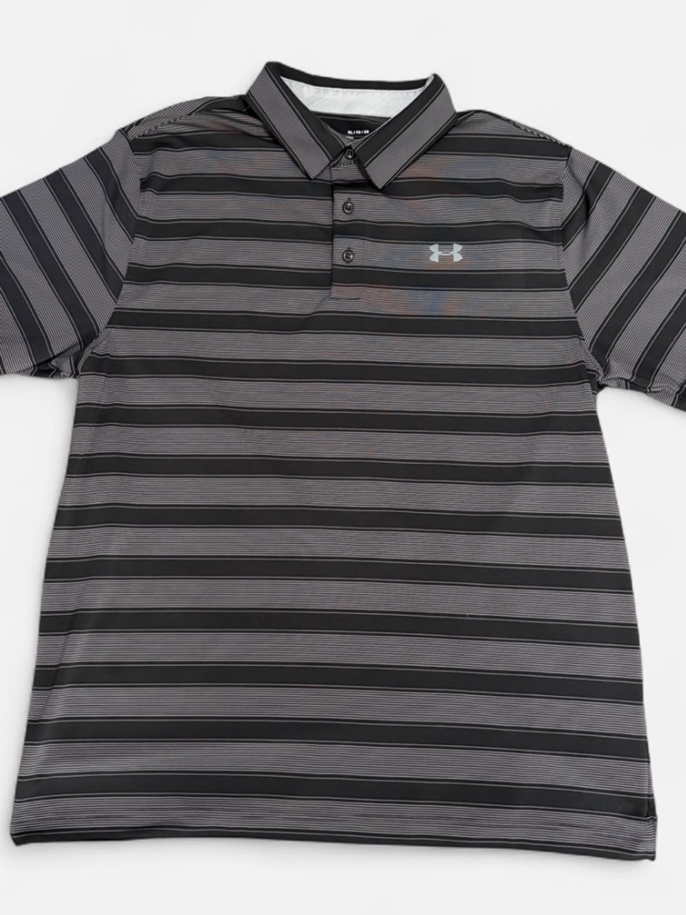 Under Armour HeatGear Performance Polo Mens XL Black Stripe Golf Stretch